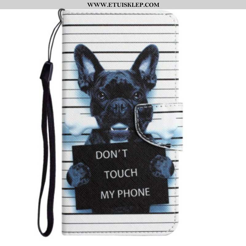 Skórzany Futerał do Samsung Galaxy S23 Ultra 5G z Łańcuch Pies Nie Dotykaj Mojego Telefonu Smyczą